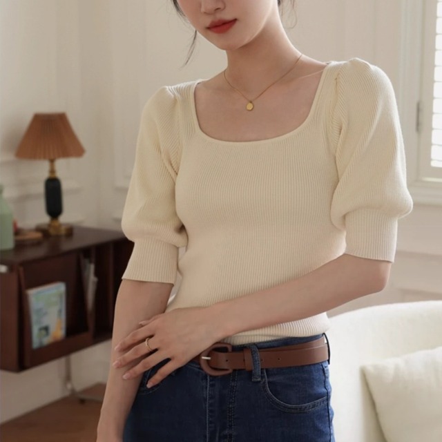 パフスリーブUサマーニット