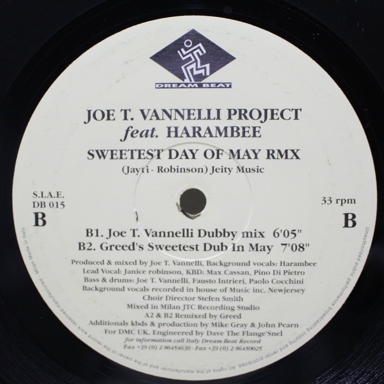 Joe T. Vannelli Project Feat. Harambee / Sweetest Day Of May RMX [DB 015] - 画像3