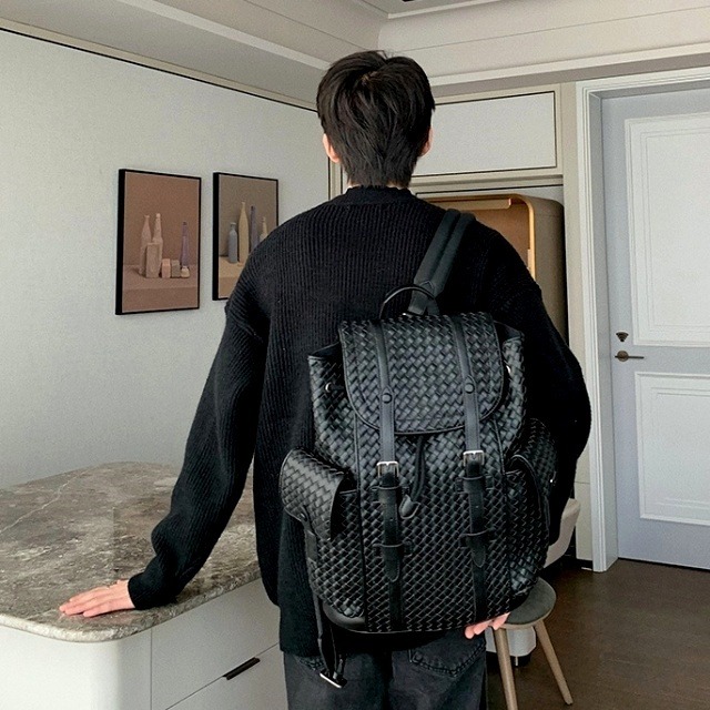 予約販売】リュック ショルダーバッグ 2WAY メンズ 編み込み ブラック 
