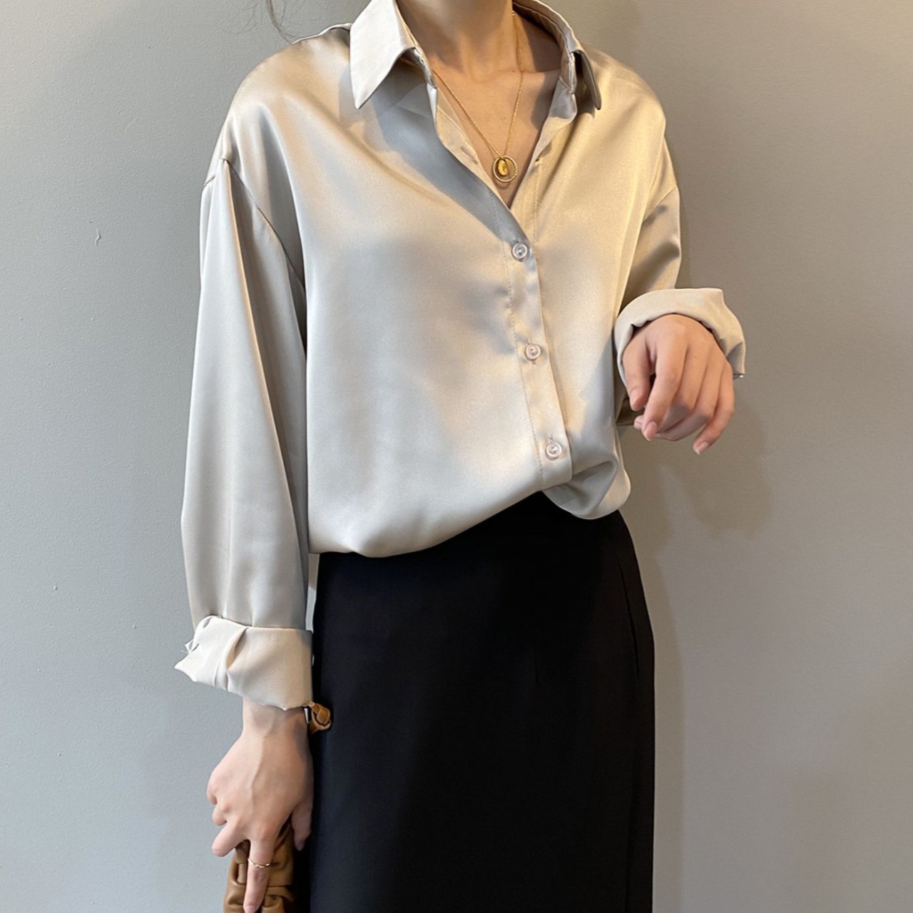 サテンドレープシャツ 4color A0046 - 7