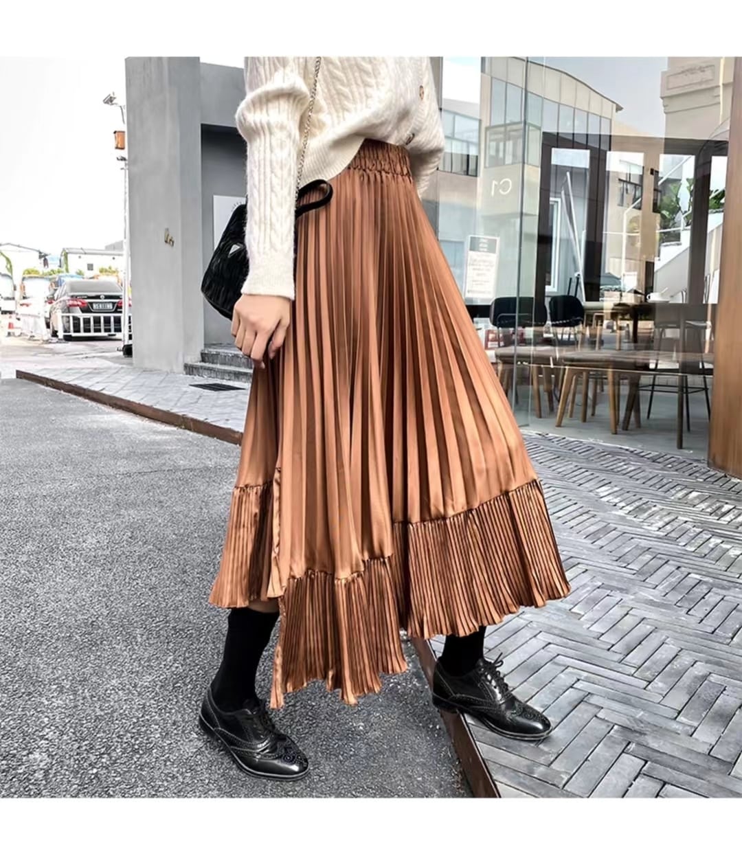 アシンメトリープリーツスカート　AJ1365-999