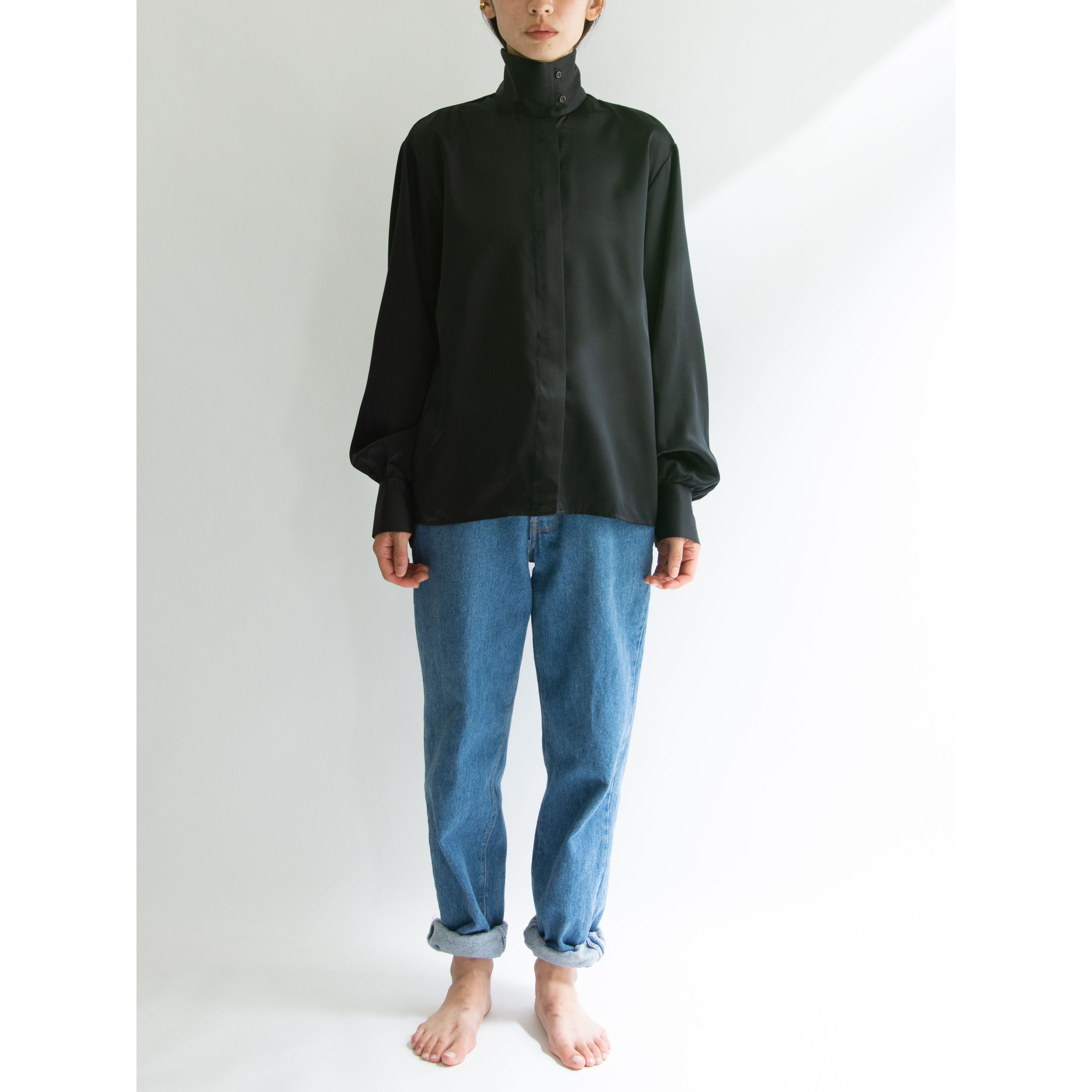 【LANVIN】Made in U.S.A. Polyester Blouse（ランバン アメリカ製ポリエステルブラウス 長袖シャツ）