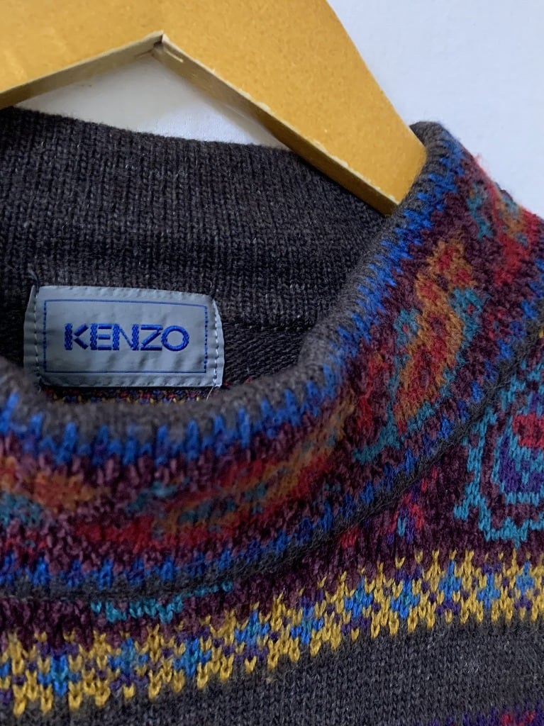 1990's Knitting Design Mock Neck Sweater "KENZO"