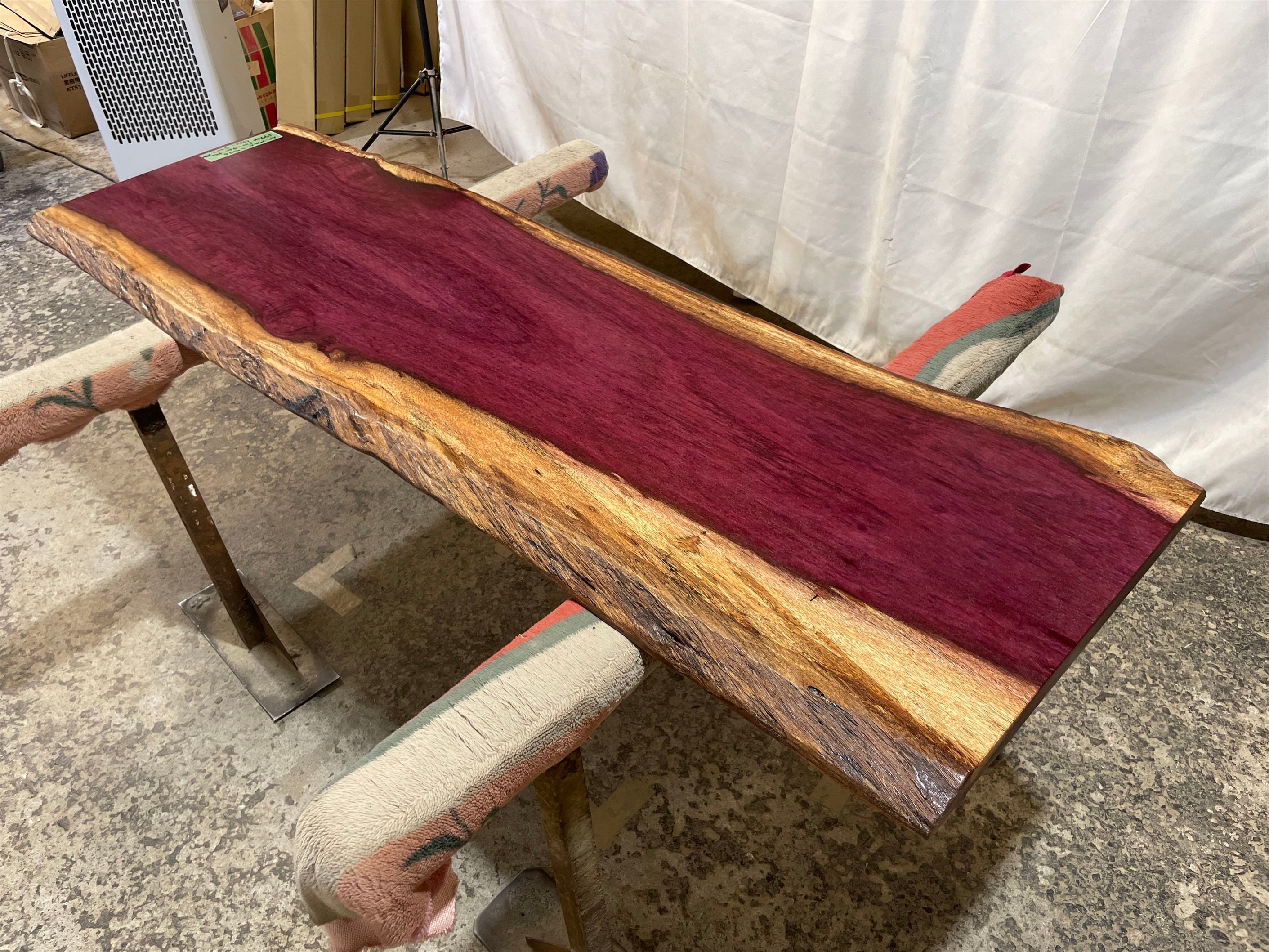 パープルハート9156 一枚板無垢 乾燥材 1770x520‐460-490x30mm