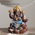 ガネーシャ 置物 オブジェ デスクトップ リビングルーム 装飾 ゴールド 金 ブルー 青 インド お土産