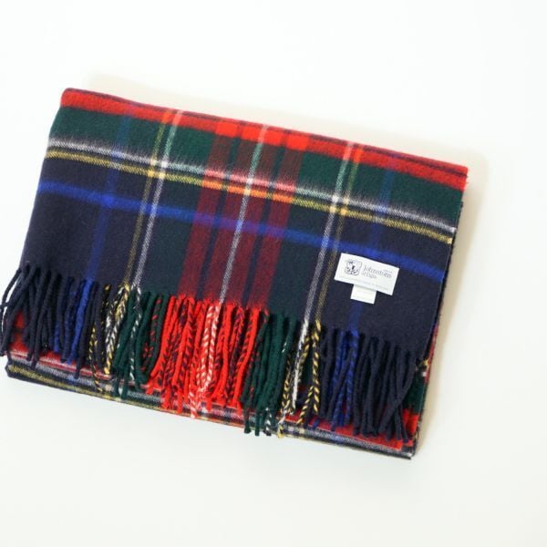 ジョンストンズ Johnstons ネイビースチュワート カシミヤ大判ストール