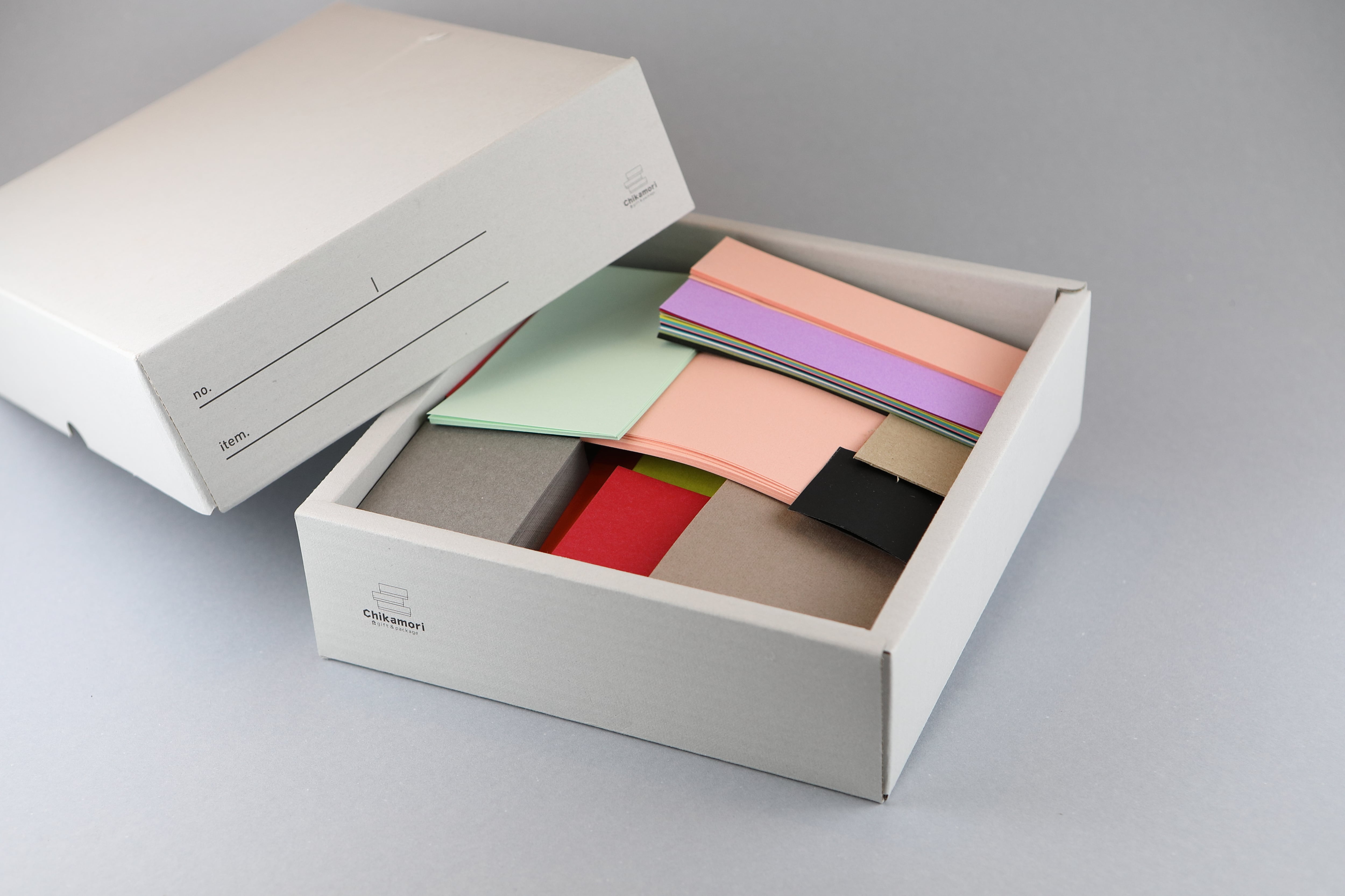 紙の詰め放題セット | ハコイロカミ 紙箱 × 文具