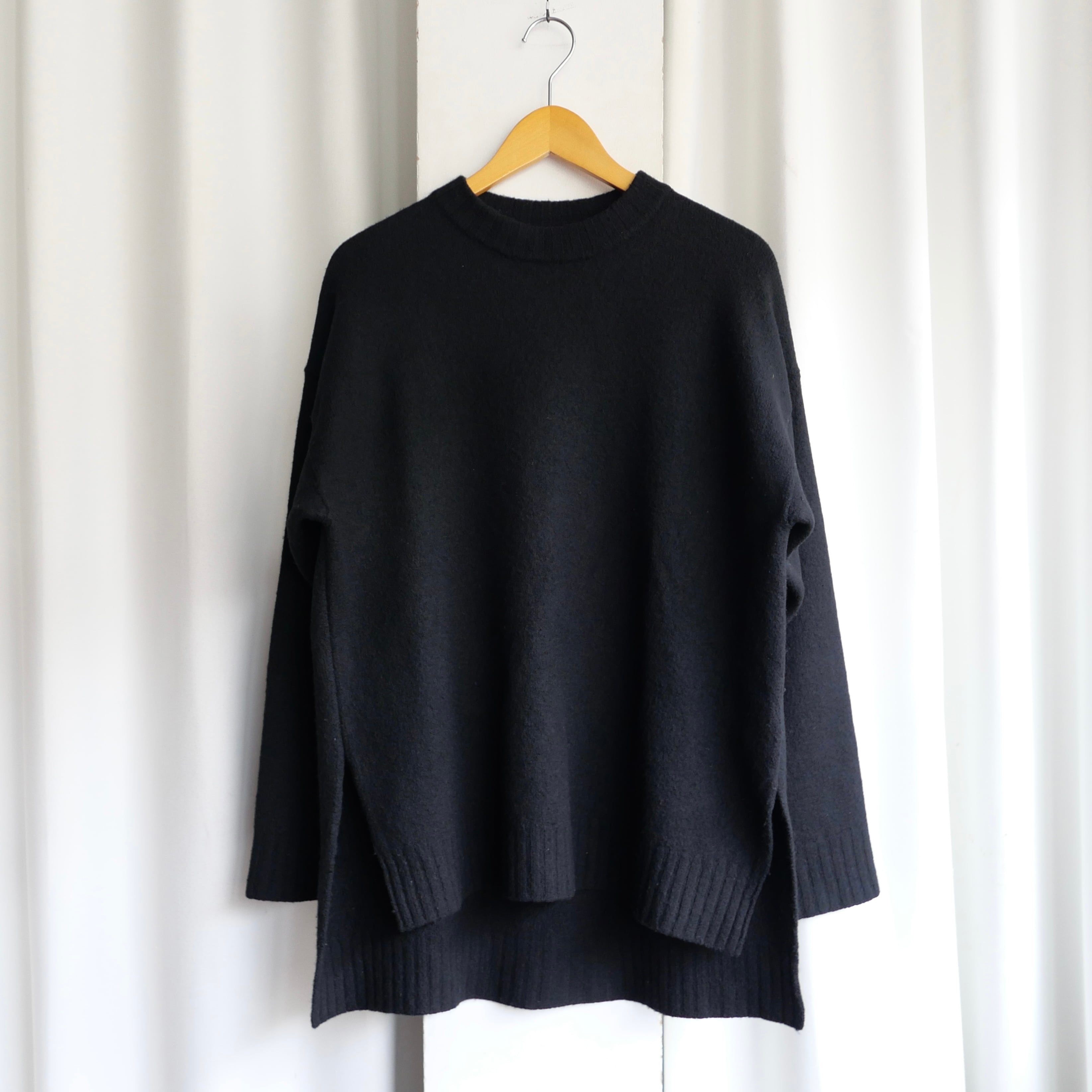 JIL SANDER MERINO BOILED WOOL SIDE SLIT SWEATER | safarionline