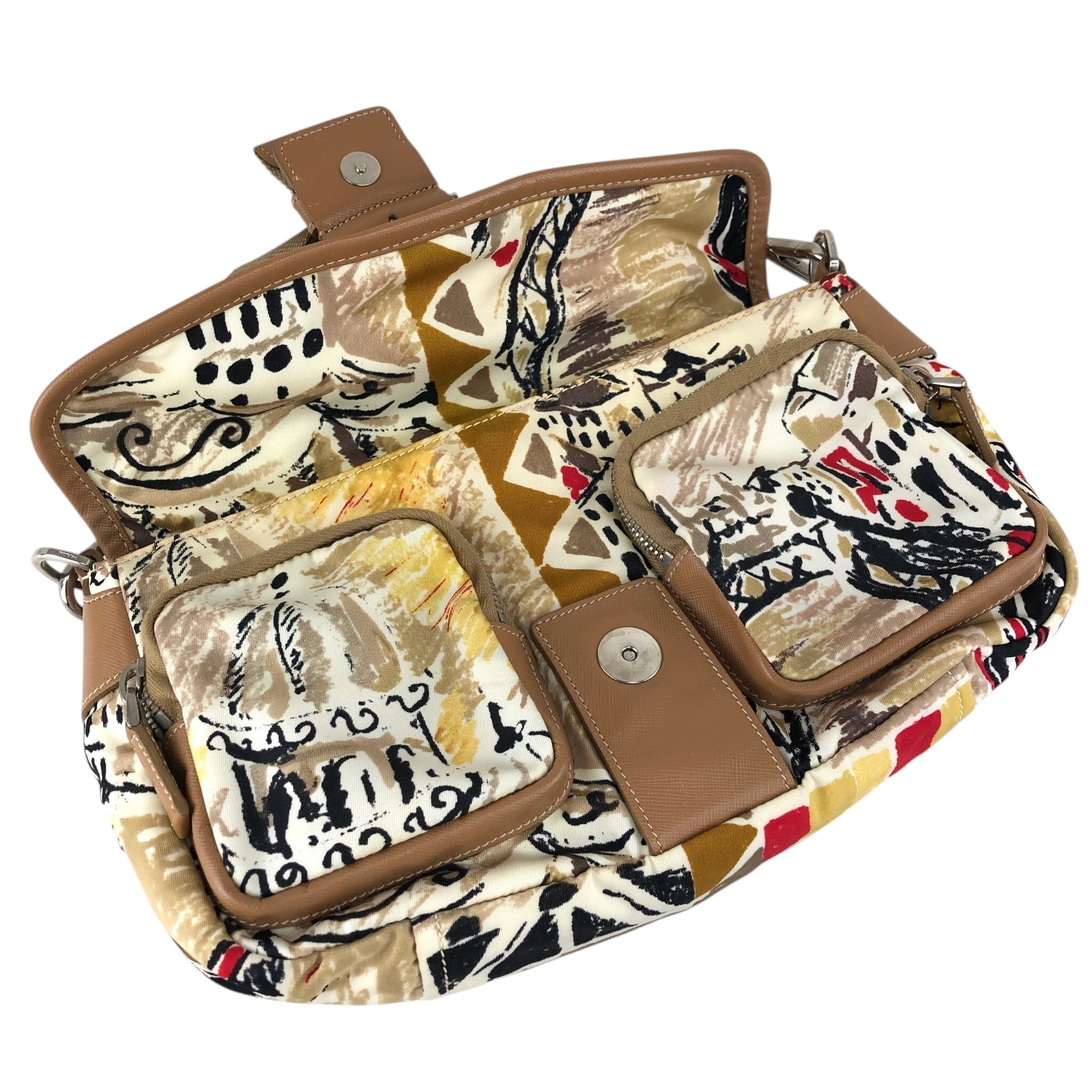 PRADA プラダ ショルダーバッグ ホワイト ブラウン フロントバックル