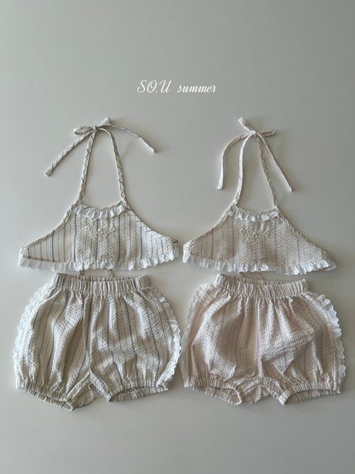 [ SO.U ] embroidered halter Set