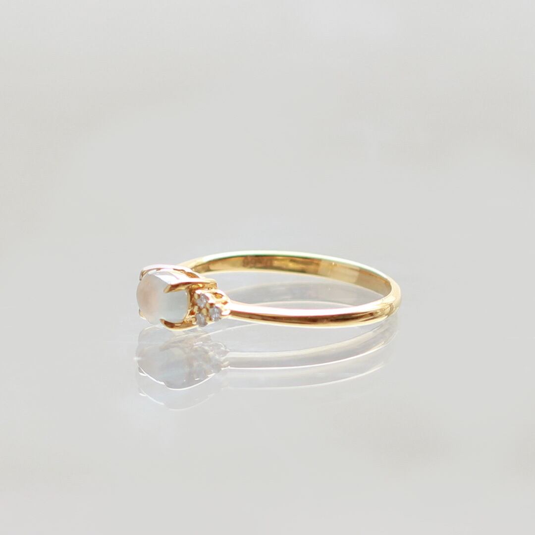氷翡翠リング ダイヤ入り K10YG ice jade diamond A貨翡翠 jd_rg1858