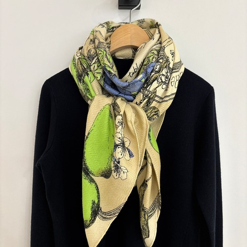 manipuri：3 ウール/シルク ストール (アンティークレシピ) ヘリンボーン織 120cm × 120cm