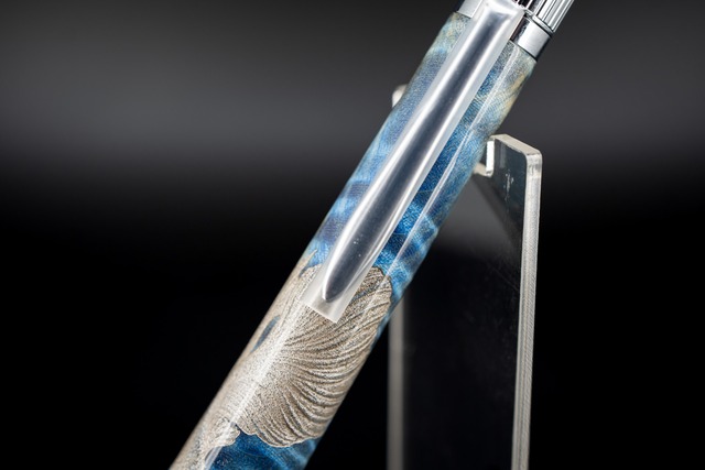 ※【実りの象徴】 トチノキ 縮み杢 スタビライズドウッド 漆 沈金 泡沫 silver MP