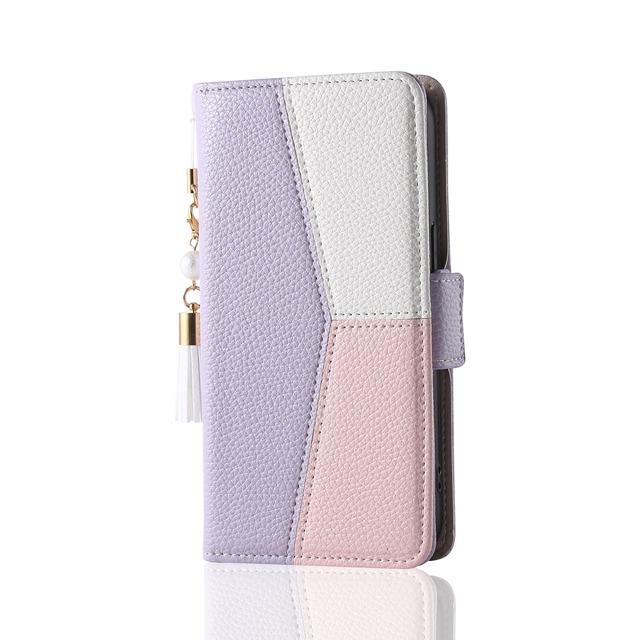 NicNik用の Galaxy S26 ケース 手帳型 おしゃれ 財布型カバー かわいい スタンド機能 マグネット付き 女性 大人 パープルとピンク