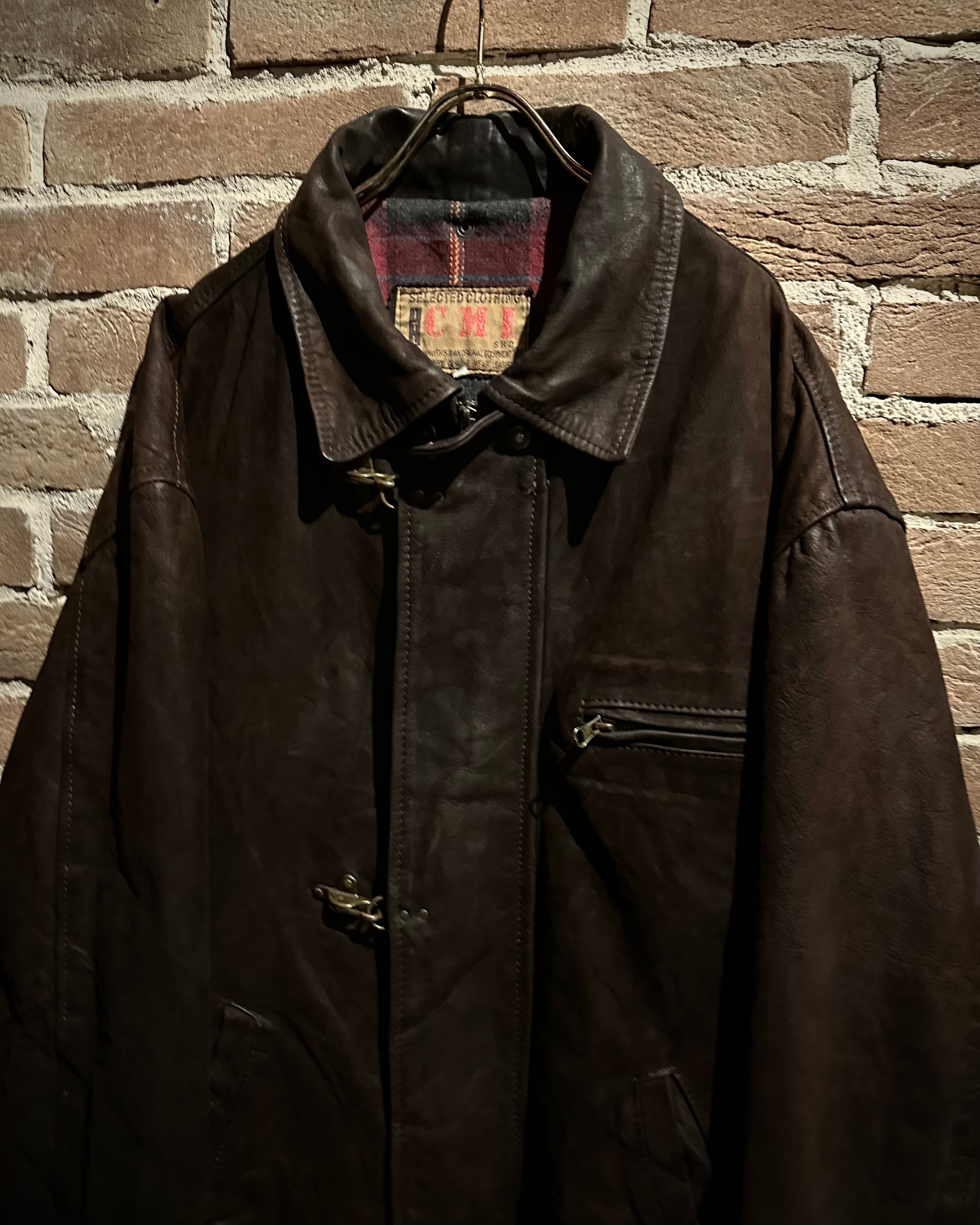 Caka act3】Fireman Buckle Gimmick Detroit Type Leather Jacket