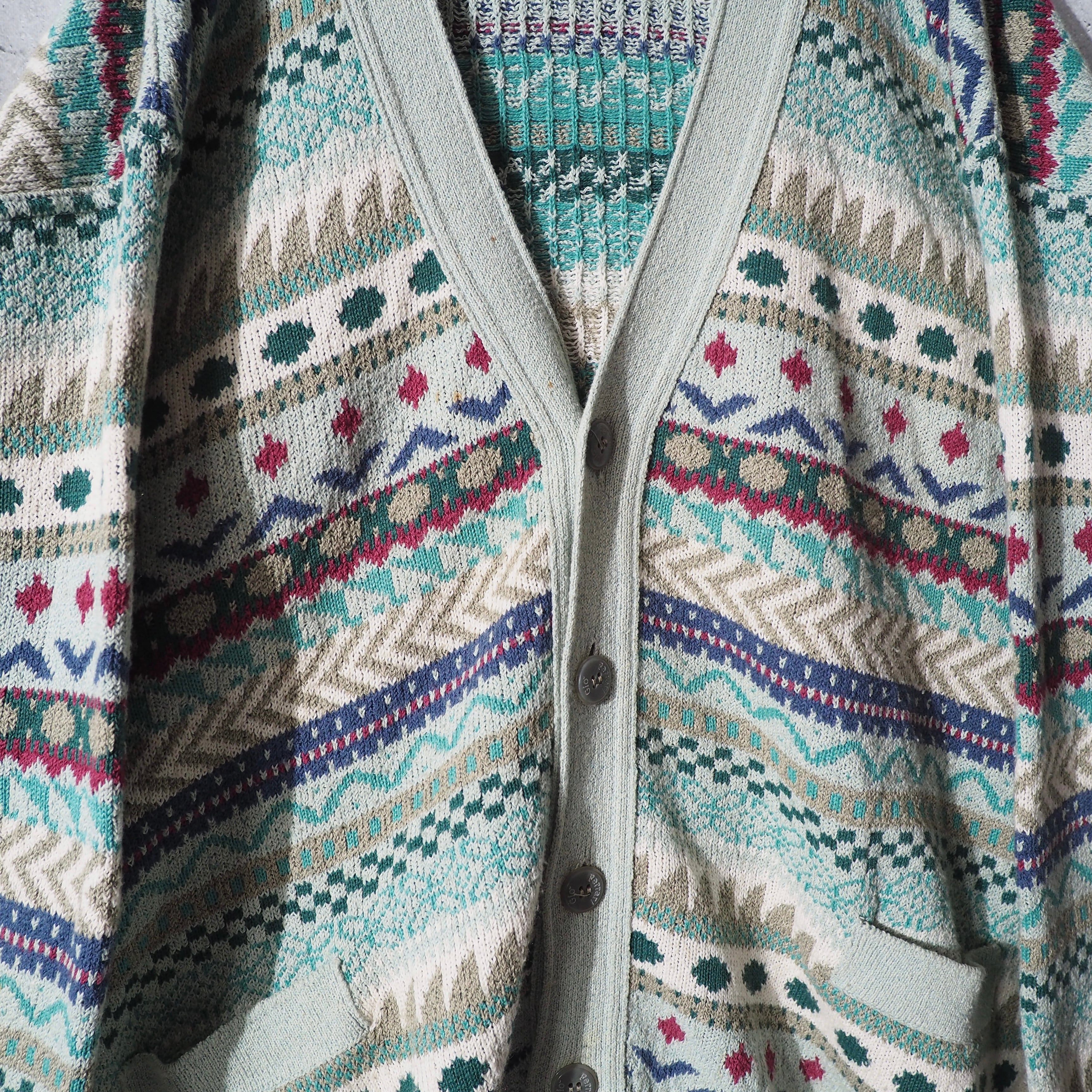 1990s " Made in Italy " Mint green Color vintage loose knit cardigan