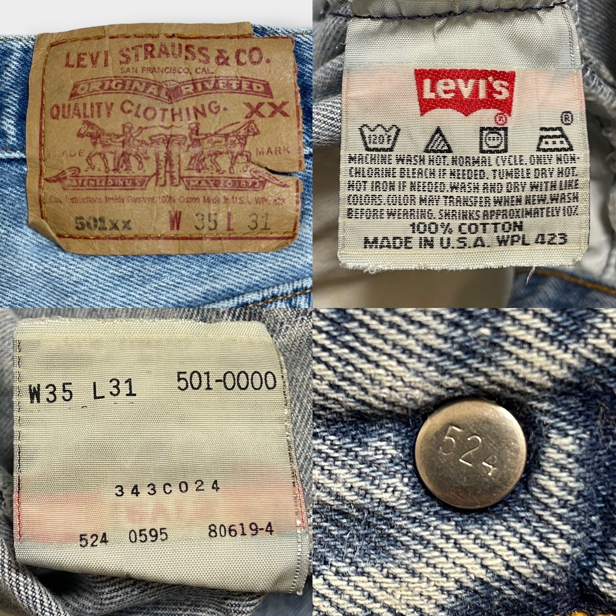 LEVI'S】90s USA製 501xx デニム ジーンズ ジーパン W35 L31 ボタン裏 ...