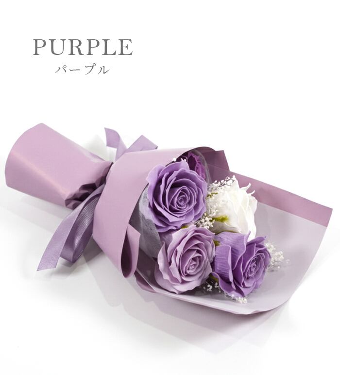 ソープフラワー ブーケ 花束 プレゼント 花 5色 クリアボックス付き