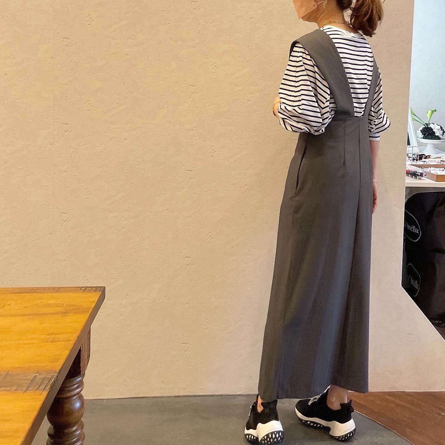 CLOCHE クロシェ キーネックジャンスカ チャコールグレー M〜LL 秋冬