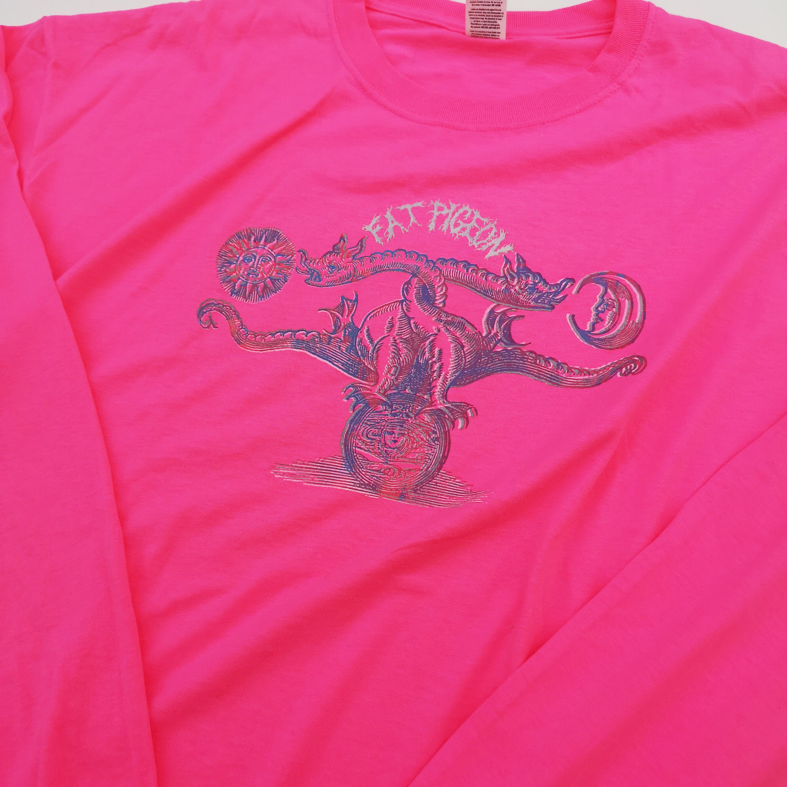 FAT PIGEON RECORDS "Soul Sacrifice" LONG TEE Neon Pink XL