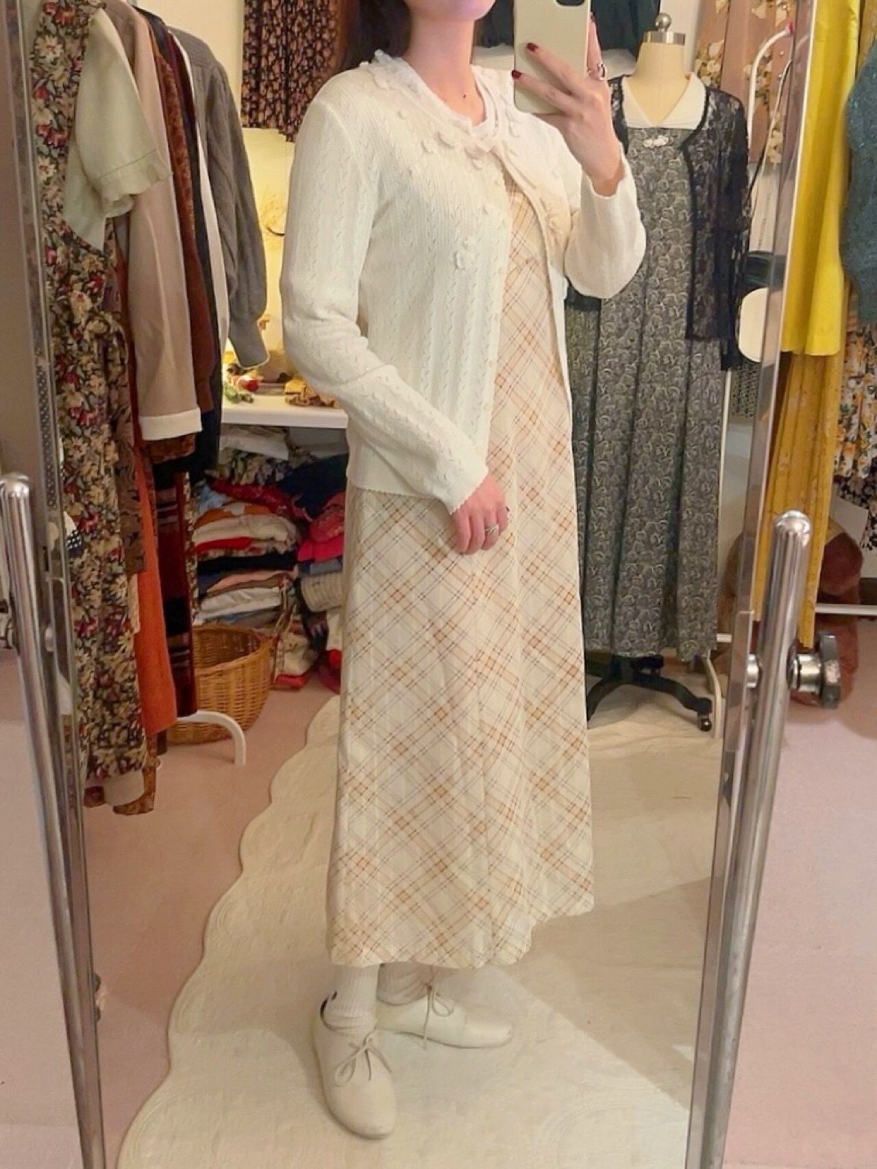 white flower knit ensemble