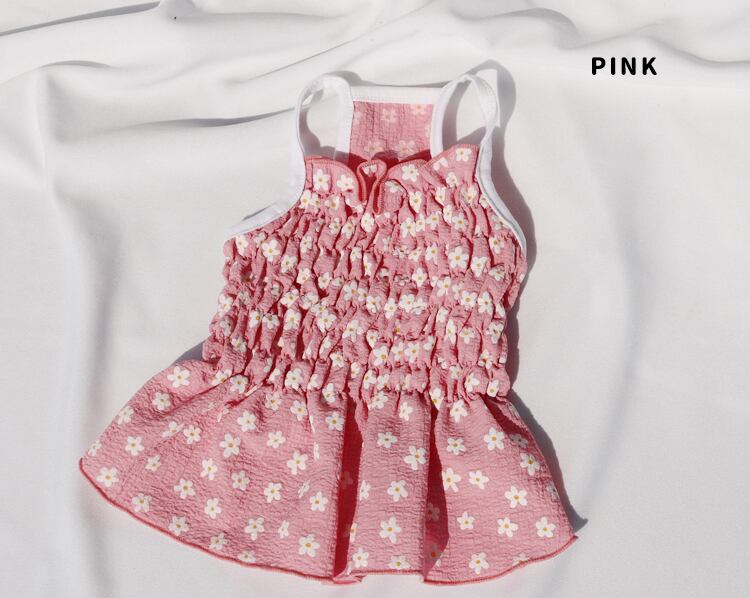 【SALE】daisy onepiece S ~ XL 3color  /  犬服 春夏 新作 ワンピース 小型犬 中型犬 犬の服 ドレス 袖なし 花柄 ドッグウェア 可愛い お揃い onepiece46