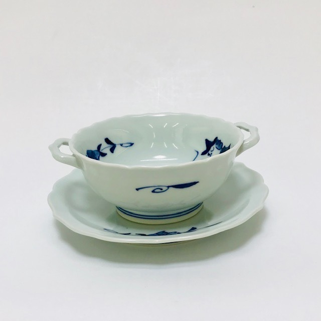 【青花】　すこし小さめのマント異人スープ碗皿