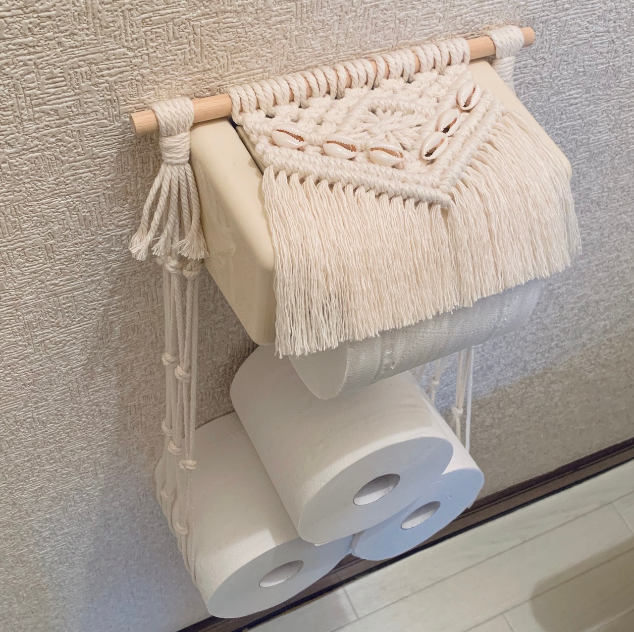 マクラメ編み トイレットペーパーホルダーカバー shell | Lehua