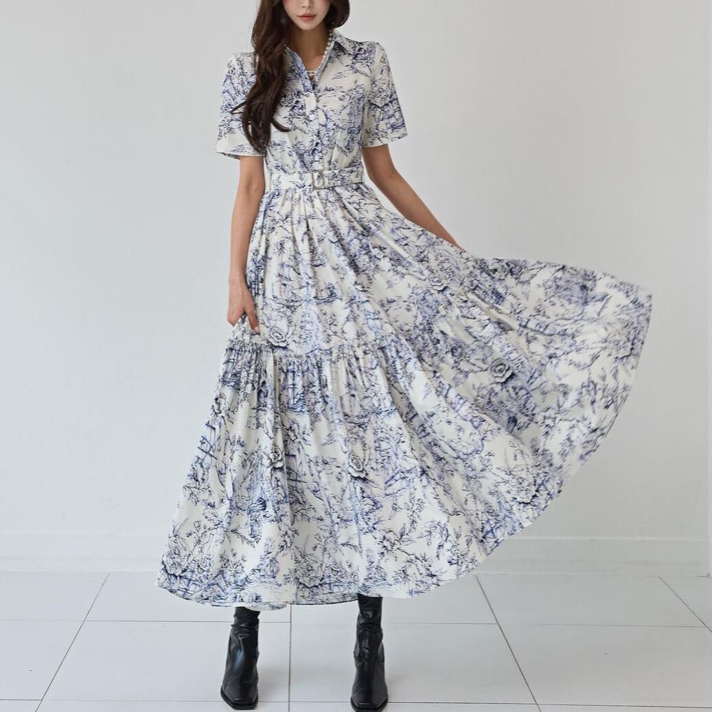 トワルドジュイ風ミラクルフレアシャツドレス33283