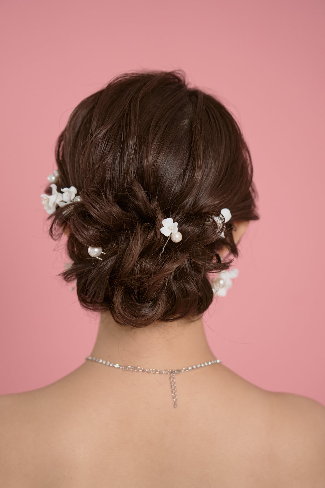 H-154 White Flowerヘアピンセット＜シルバー＞ | ウェディング