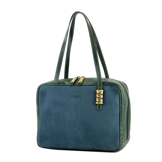 LOEWE ロエベ　ベラスケス　ツイストモチーフ　コンビレザー　ハンドバッグ　ネイビー×グリーン　vintage　ヴィンテージ　オールド　icnrsz