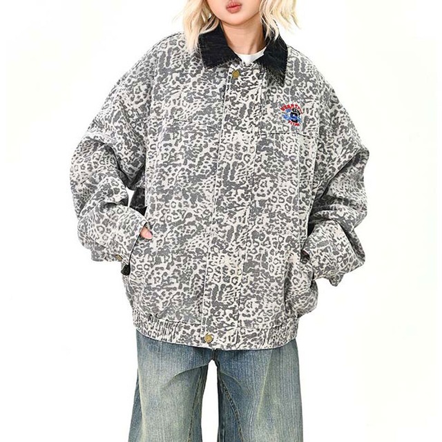 レオパードパターンコントラストブルゾン   R01479