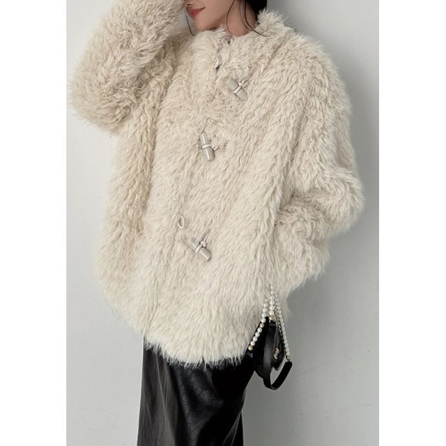 Fake fur shaggy coat　a00494