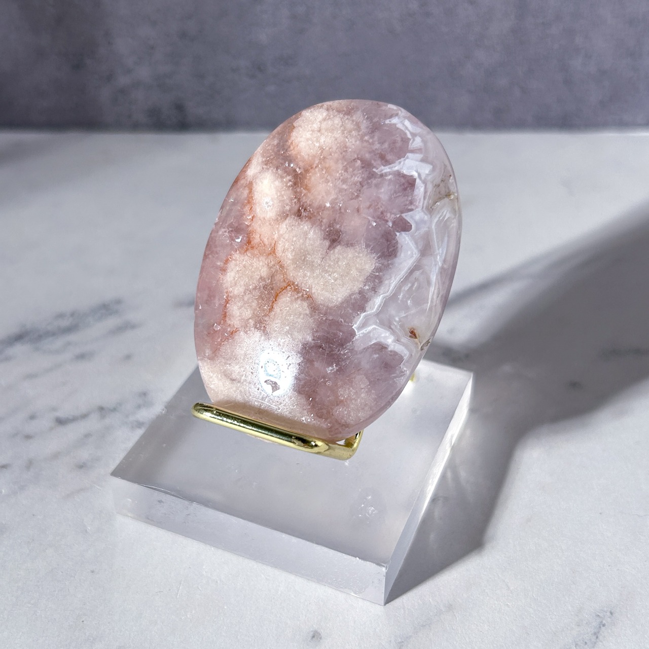 ピンクアメジスト・フラワーアゲート(桜瑪瑙) パームストーンA