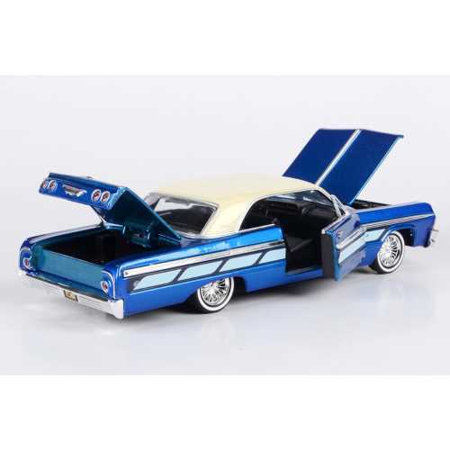 1964 Chevy Impala - Get Low Blue 1:24 Diecast シェビー インパラ ゲットロウ ブルー ミニカー アメリカ  アメリカン ダイキャスト アメ車 ブルー 青 水色 ライトブルー Chevrolet シボレー Motor max モーターマックス