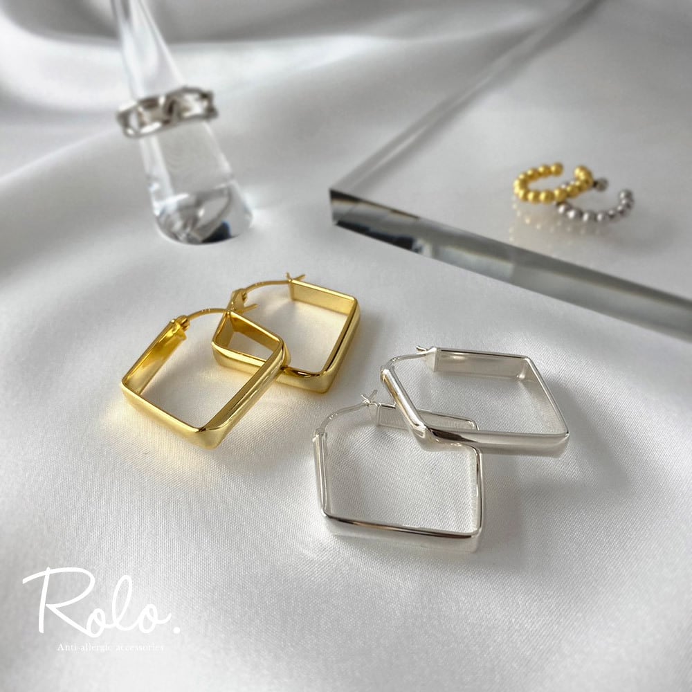 スクエアフープピアス シルバー925 | Roloshop BASE店 スクエアフープピアス シルバー925 | Roloshop BASE店