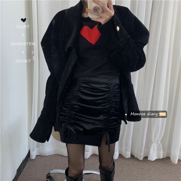 セーター レディースニットスタイルスプリングスタンダードブラックトップス コート レトロ 春物 モンロー12539286966