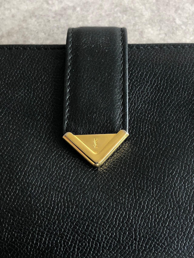 Yves Saint Laurent イヴ・サンローラン 財布 ブラック YSL レザー 二つ折り vintage ヴィンテージ オールド 8mt2m4