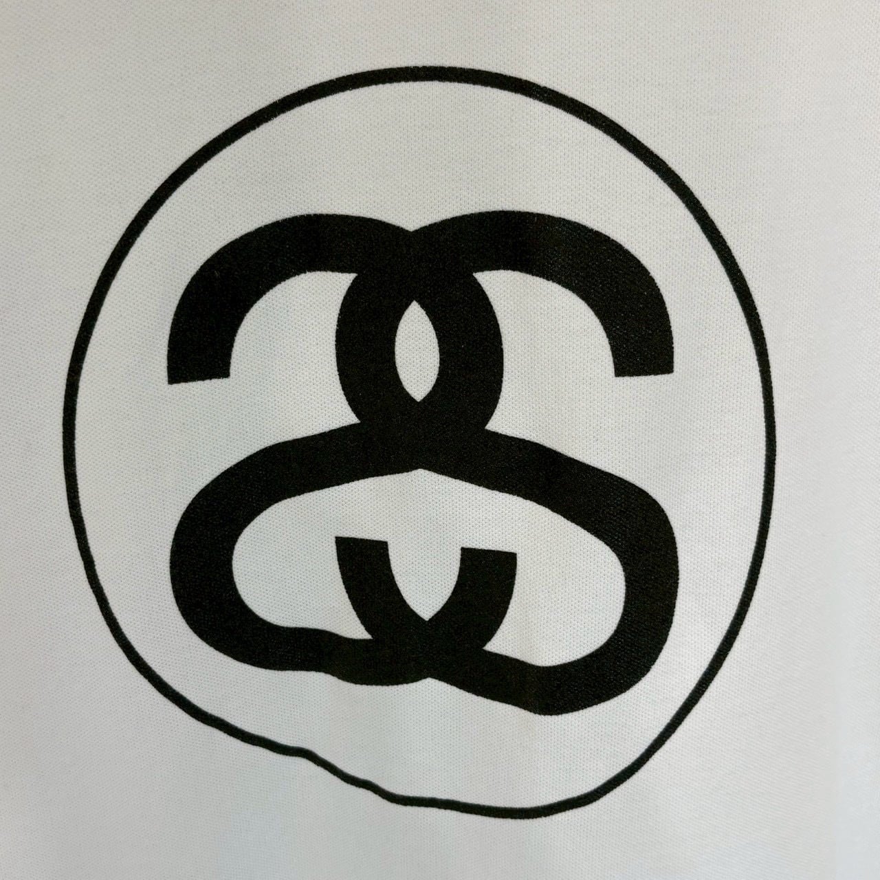 stussy ステューシー ポロシャツ L バックロゴ プリント シャネルロゴ
