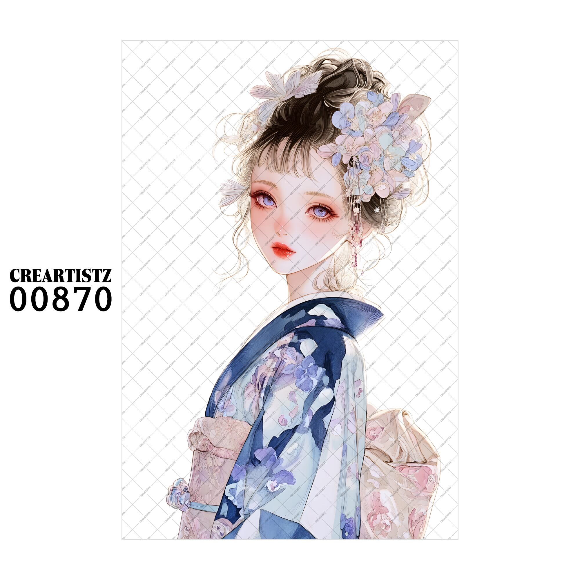 00870 ガール キュート オリジナル ペーパー/ステッカー 4枚セット CREARTISTZ