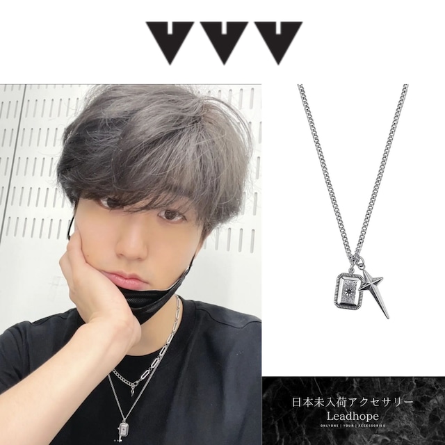 スクエアクロスペンダントサージカルネックレス VVV 正規品 StrayKids スクエアクロスペンダントサージカルネックレス VVV 正規品 StrayKids