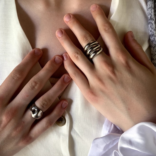 volume silver ring set　J00286