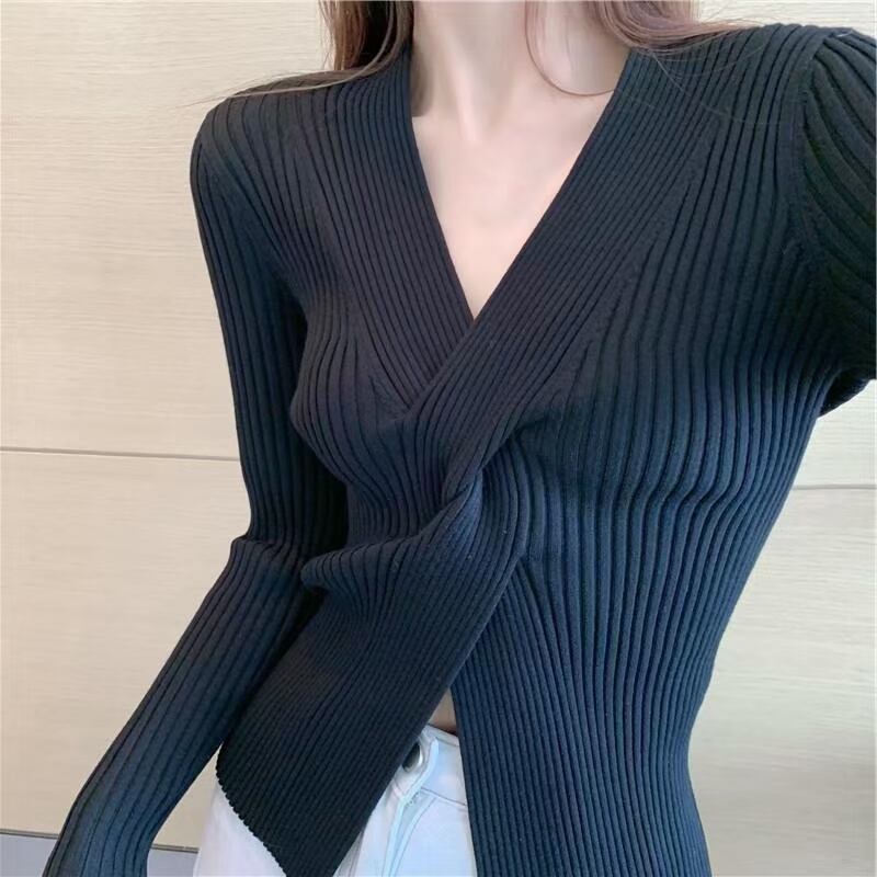 フロントねじりデザイン リブ編みニットプルオーバー　AJ1102-806