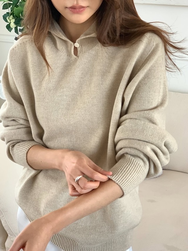 (予約) verveine / Noah button whole-garment hoodie knit