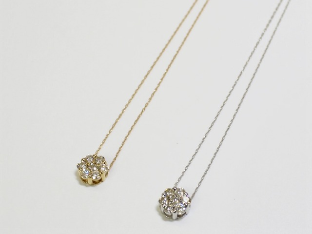 K18WG/YG/PG 0.3ct ダイヤペンダントネックレス