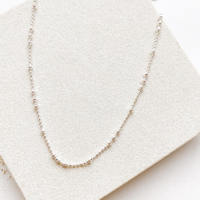 Diamond cut ball chain silver necklace