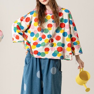 ドット柄七分袖Tシャツ 3col H 260149