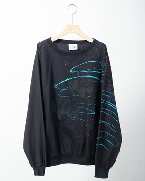 abstract brushstroke bison long sleeve tee / Made In USA