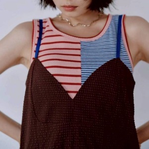 【HCAE】COLOR　STRAP　CHECK　DRESS