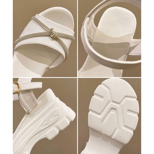 厚底 サンダル オープントゥ レディース 春夏 韓国 サマーサンダル きれいめ 大人 かわいい おしゃれ リボン ラインストーン キラキラ 歩きやすい 疲れにくい アンクルストラップ 美脚 脚長 大人可愛い 大人女子